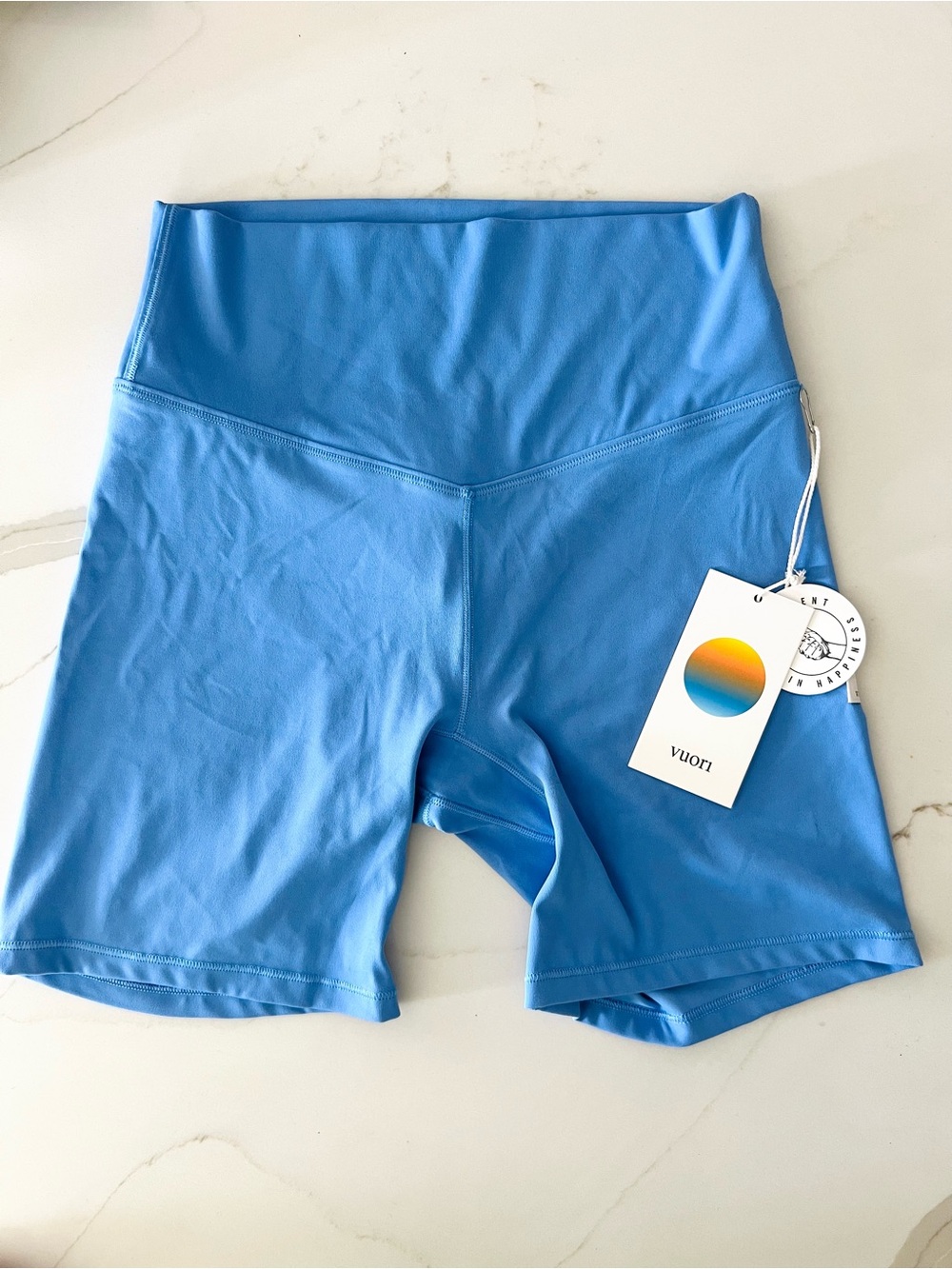 🩵 Vuori High-Rise Bike Shorts Riviera Blue - Picture 6 of 7